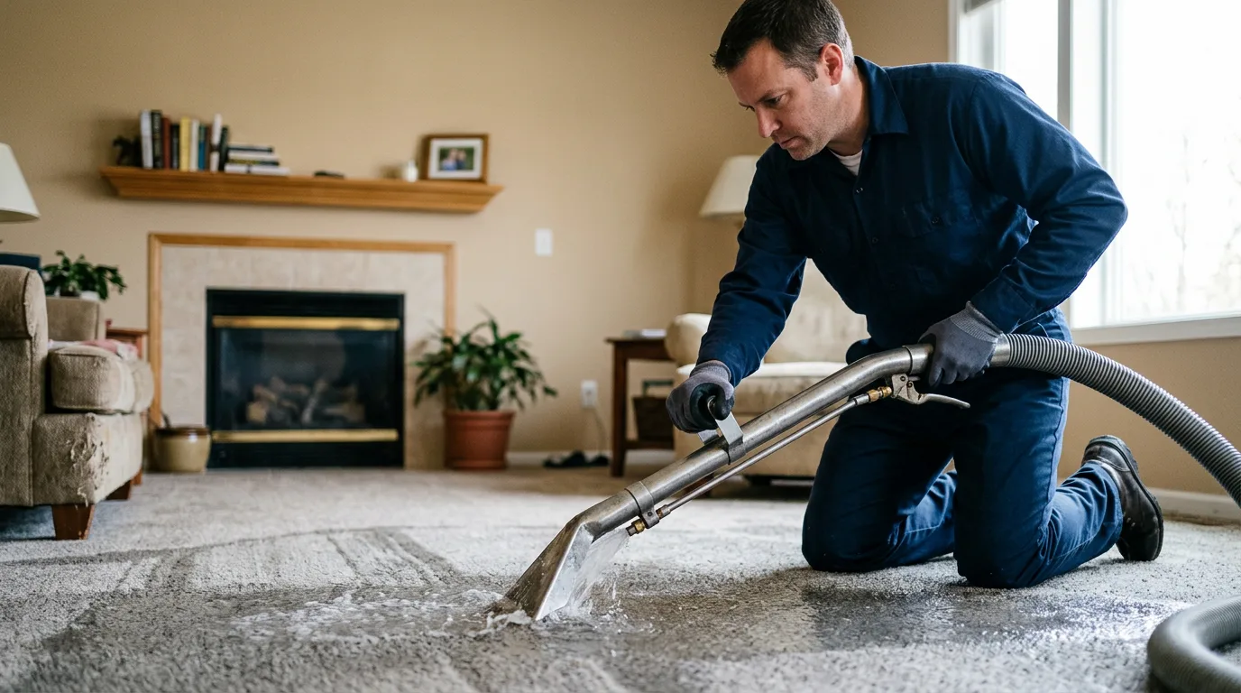 Water damage restoration technician working near Sterling, MI